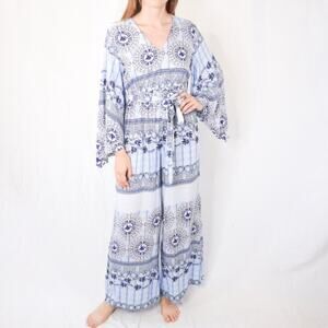 Layla JAASE NWT Blue Moroccan Tile Print Long Sleeve Jumpsuit Size XS  Australia
